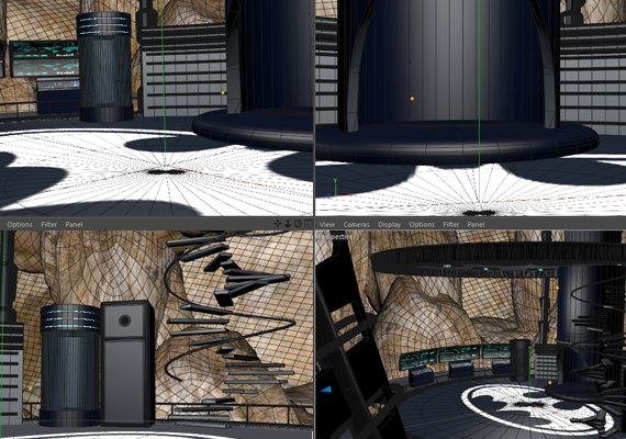 Work in Progress scenografia, set virtuale Bat Caverna.
